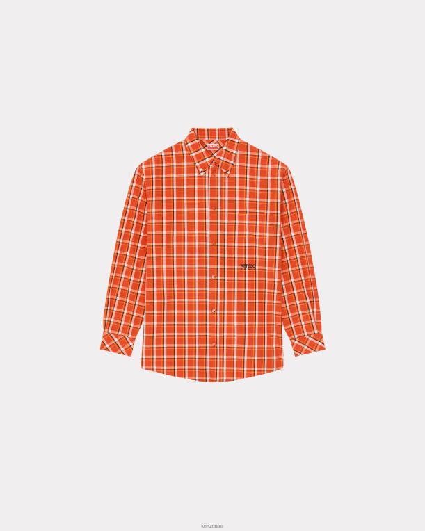 Kenzo رجال قميص كاجوال بفحص أحمر متوسط 84BVD124