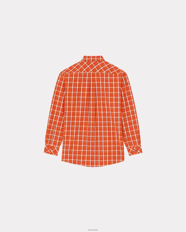Kenzo رجال قميص كاجوال بفحص أحمر متوسط 84BVD124