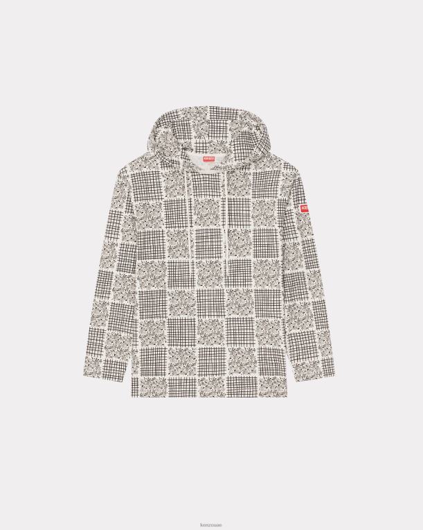 Kenzo رجال تي شيرت فضفاض بغطاء رأس مرقع قبالة الأبيض 84BVD125
