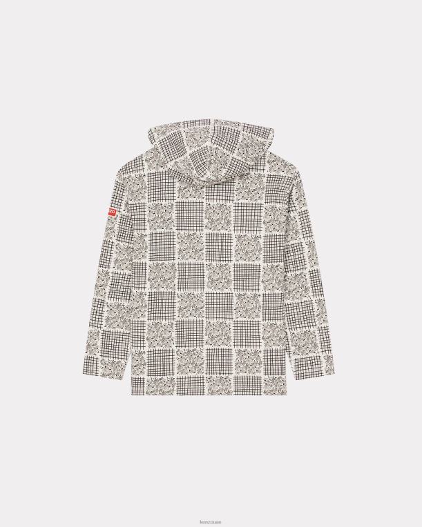 Kenzo رجال تي شيرت فضفاض بغطاء رأس مرقع قبالة الأبيض 84BVD125