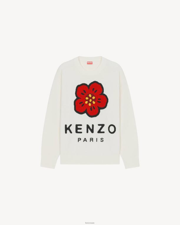 Kenzo رجال سترة من صوف ميرينو من بوكي فلاور قبالة الأبيض 84BVD126
