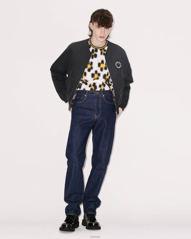 Kenzo رجال سترة بومبر ذات وجهين من هانا ليوبارد أسود 84BVD128