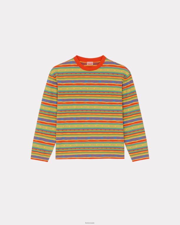 Kenzo رجال تي شيرت بخطوط ركوب الأمواج أصفر ذهبي 84BVD148