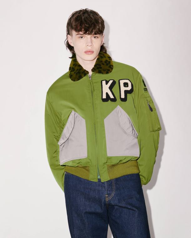 Kenzo رجال سترة بومبر يشبه الصندوق الكاكي 84BVD157