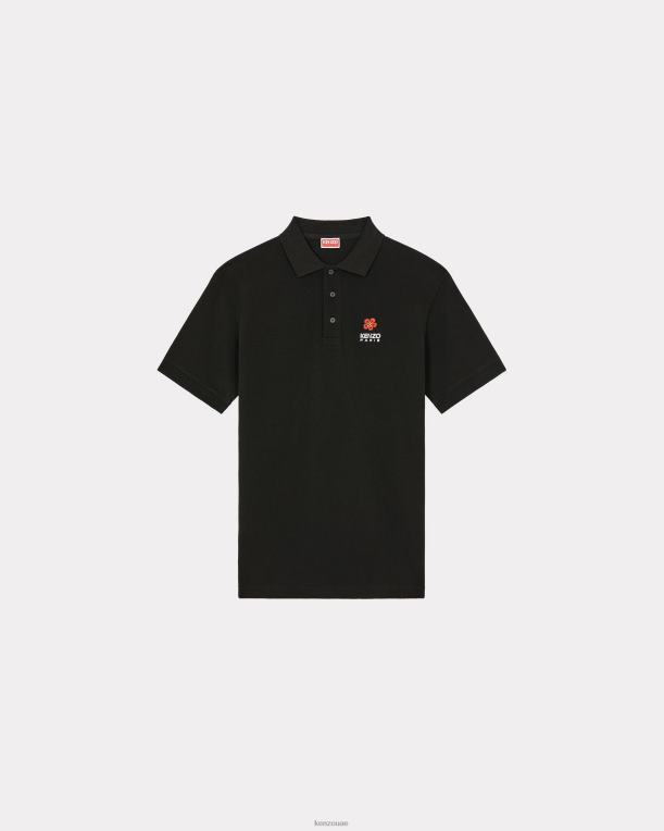 Kenzo رجال قميص بولو كريست من بوكي فلاور أسود 84BVD181