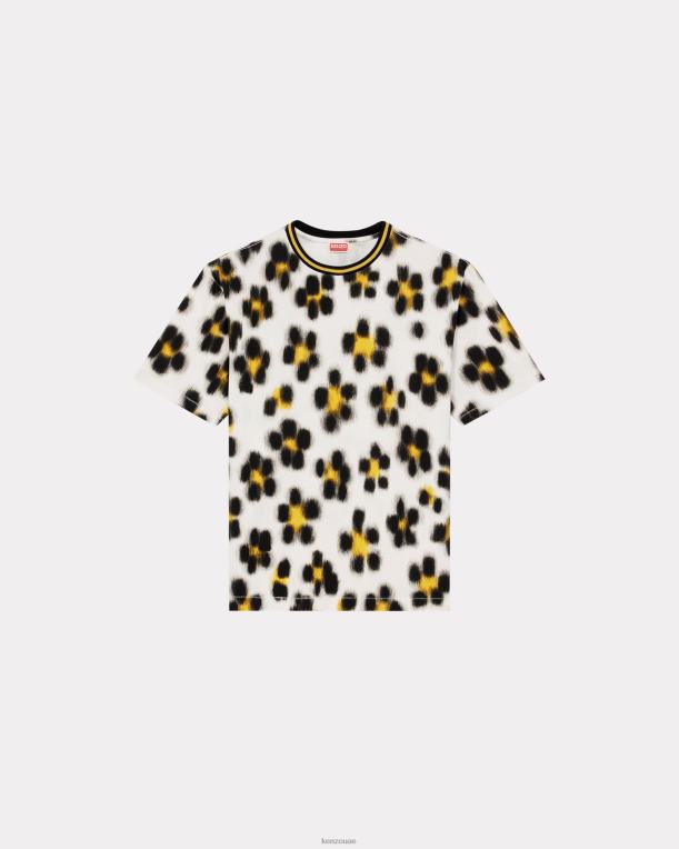 Kenzo رجال هانا ليوبارد تي شيرت قبالة الأبيض 84BVD199