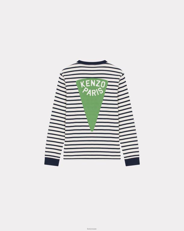 Kenzo رجال تي شيرت نحيف بخطوط بحرية منتصف الليل الأزرق 84BVD206