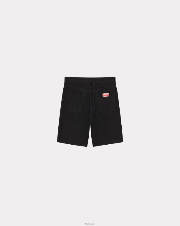 Kenzo رجال هيماواري شورت جينز شطف الدنيم الأسود 84BVD225