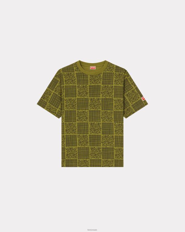 Kenzo رجال تي شيرت مرقعة الكاكي 84BVD242