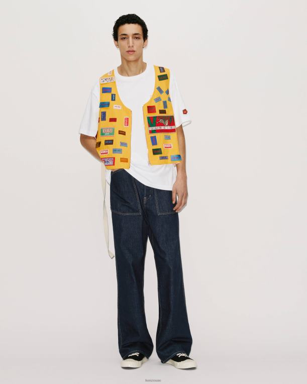 Kenzo رجال سترة تسميات المحفوظات أصفر ذهبي 84BVD243