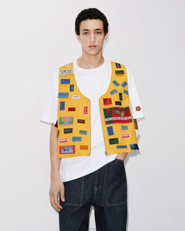 Kenzo رجال سترة تسميات المحفوظات أصفر ذهبي 84BVD243