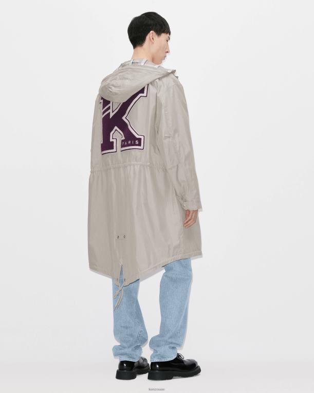 Kenzo رجال سترة متوسطة الطول الرمادي اللؤلؤ 84BVD275