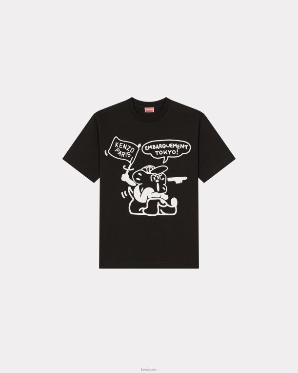 Kenzo رجال تي شيرت بوكي ترافيلز أسود 84BVD281