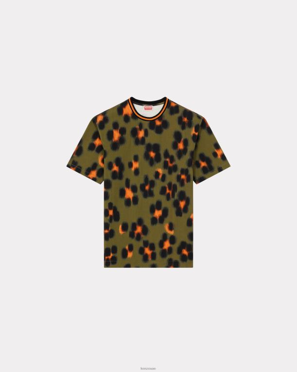 Kenzo رجال هانا ليوبارد تي شيرت الكاكي 84BVD295