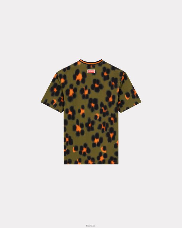 Kenzo رجال هانا ليوبارد تي شيرت الكاكي 84BVD295