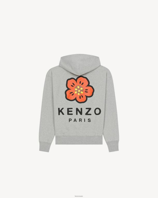 Kenzo رجال سترة بوكي فلاور كبيرة الحجم الرمادي اللؤلؤ 84BVD350