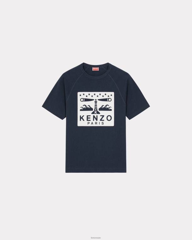 Kenzo رجال تي شيرت المنارة النحيف منتصف الليل الأزرق 84BVD360