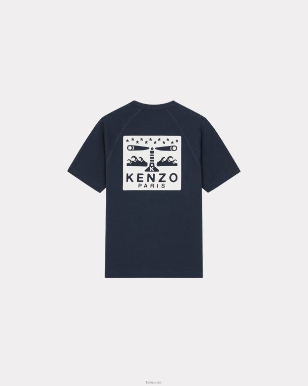 Kenzo رجال تي شيرت المنارة النحيف منتصف الليل الأزرق 84BVD360