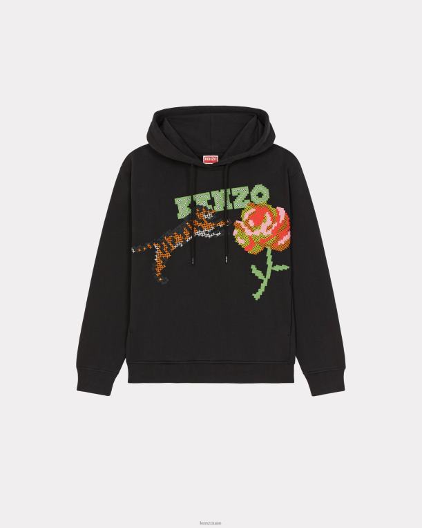 Kenzo نحيف سترة بيكسل بغطاء للرأس أسود 84BVD384