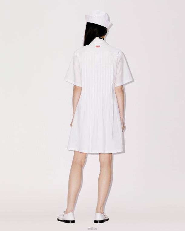 Kenzo نحيف فستان قميص البوبلين قبالة الأبيض 84BVD445