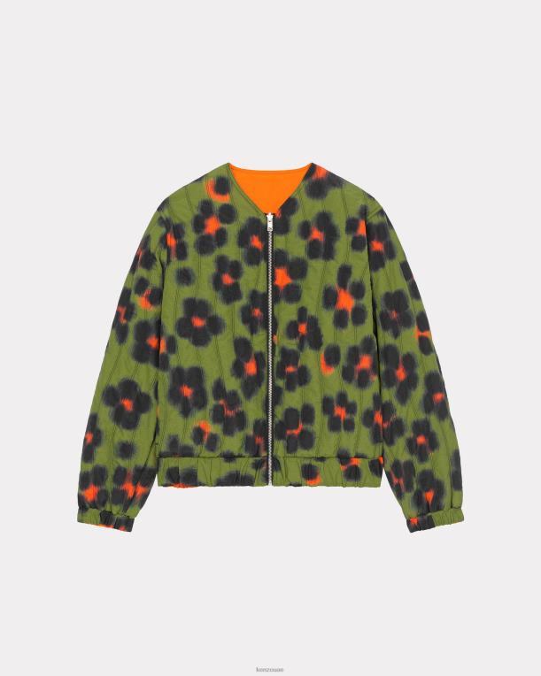 Kenzo نحيف سترة هانا ليوبارد مبطنة ذات وجهين الكاكي 84BVD518