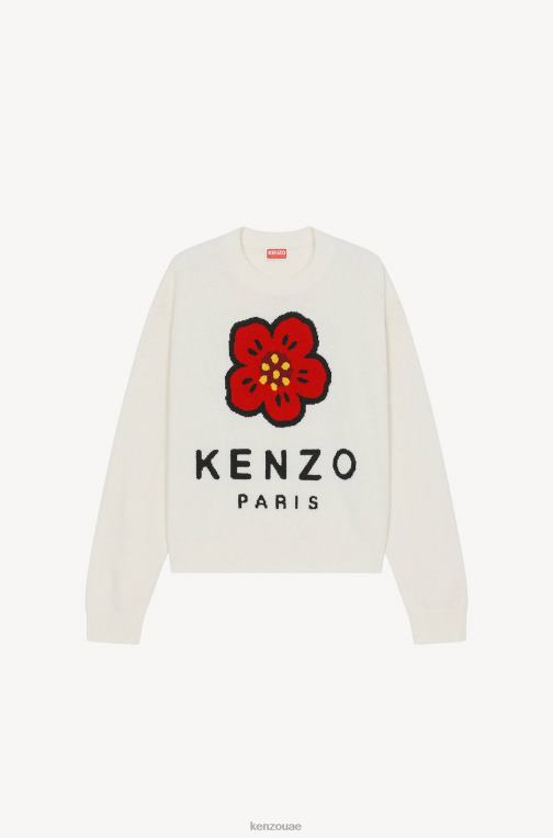 Kenzo نحيف سترة من صوف ميرينو من بوكي فلاور قبالة الأبيض 84BVD542