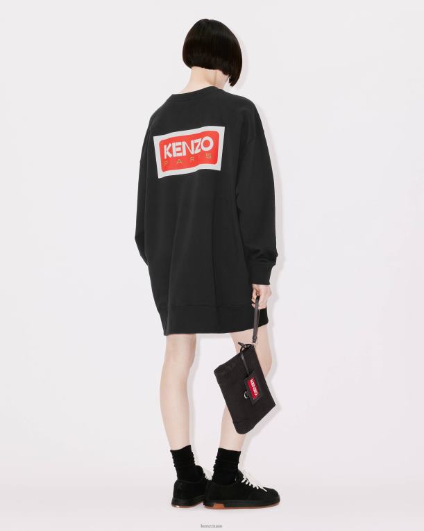Kenzo نحيف فستان من النوع الثقيل باريس المتضخم أسود 84BVD547