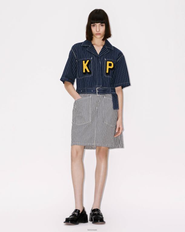 Kenzo نحيف فستان قميص الدنيم باريس شطف الدنيم الأزرق 84BVD583