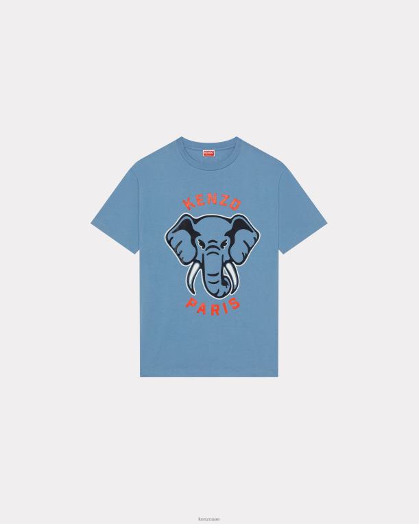 Kenzo رجال تي شيرت "فارسيتي جانجل" كبير الحجم على شكل فيل ازرق سماوي 84BVD59