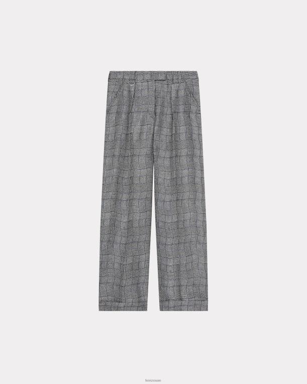 Kenzo نحيف بنطال بدلة كاروهات متموج أسود 84BVD623