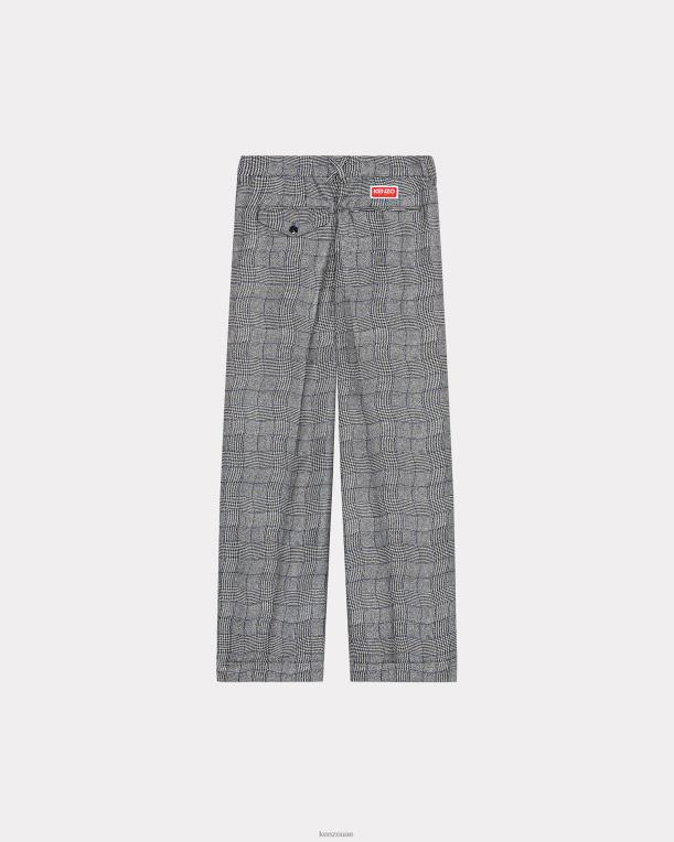 Kenzo نحيف بنطال بدلة كاروهات متموج أسود 84BVD623