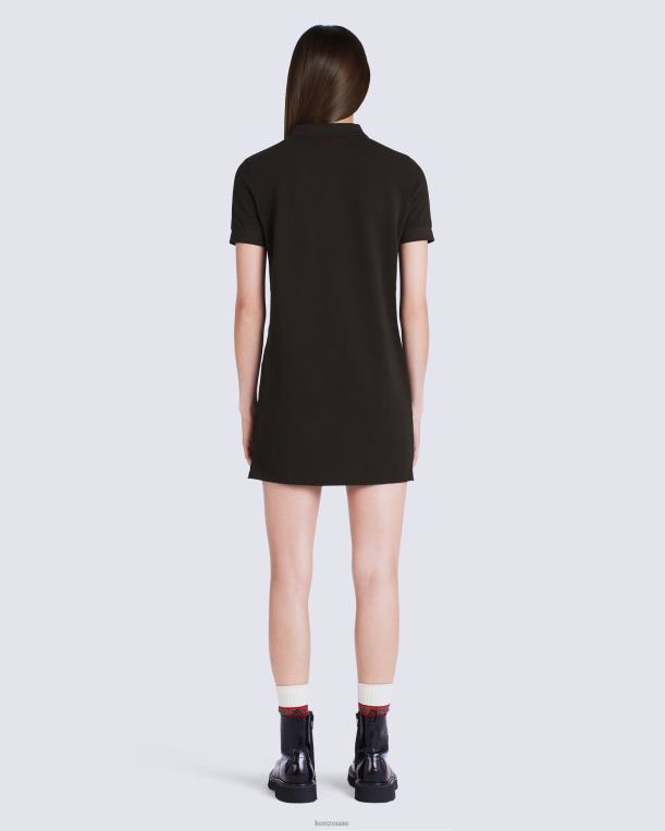 Kenzo نحيف فستان بولو كريست من بوكي فلاور أسود 84BVD625