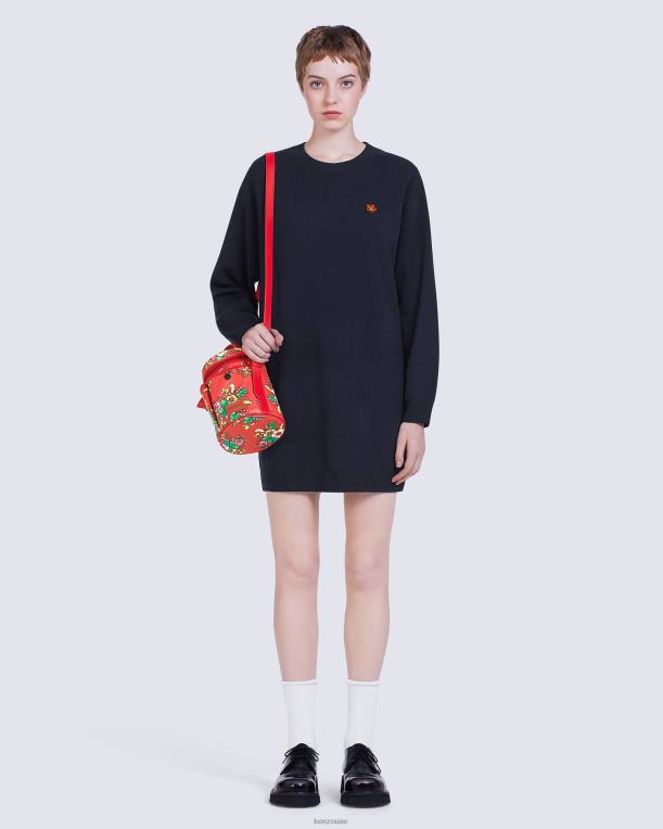 Kenzo نحيف فستان من صوف ميرينو باريس منتصف الليل الأزرق 84BVD626