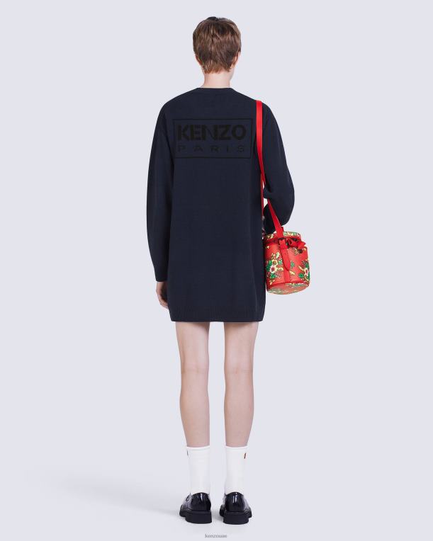 Kenzo نحيف فستان من صوف ميرينو باريس منتصف الليل الأزرق 84BVD626