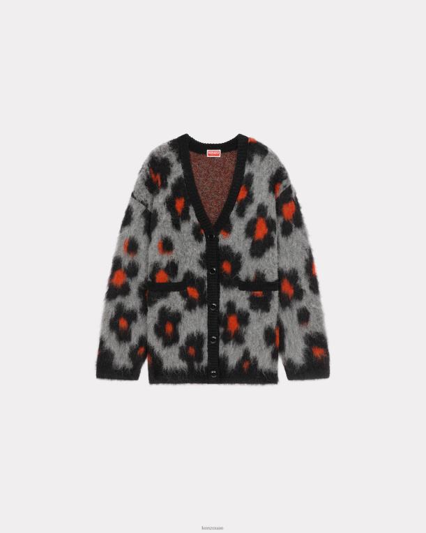 Kenzo نحيف سترة هانا من صوف الفهد رمادي ضبابي 84BVD629