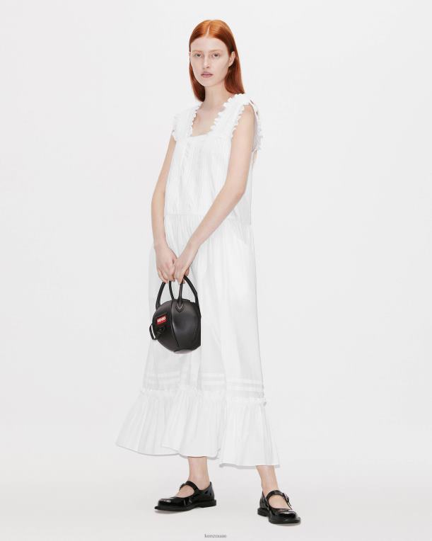 Kenzo نحيف فستان ميدي مطوي قبالة الأبيض 84BVD633