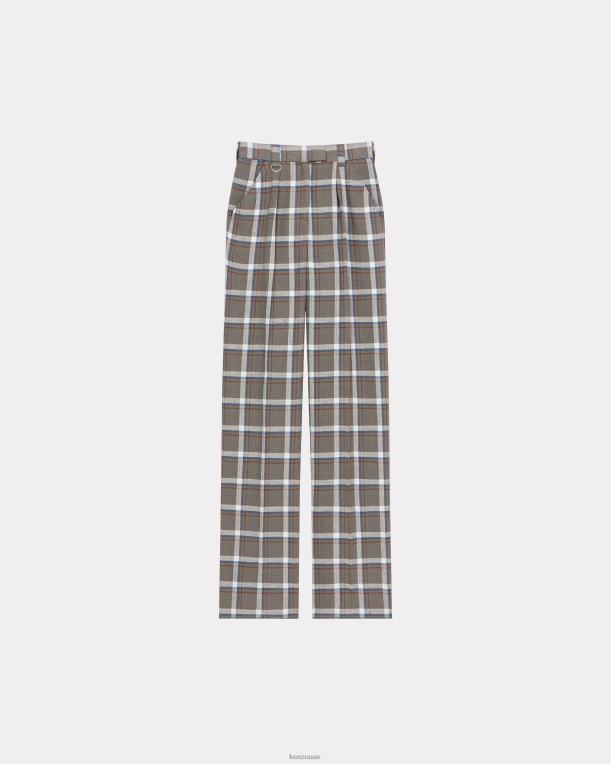 Kenzo نحيف بنطال كاروهات واسع رمادي ضبابي 84BVD634