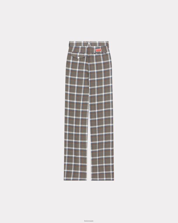 Kenzo نحيف بنطال كاروهات واسع رمادي ضبابي 84BVD634