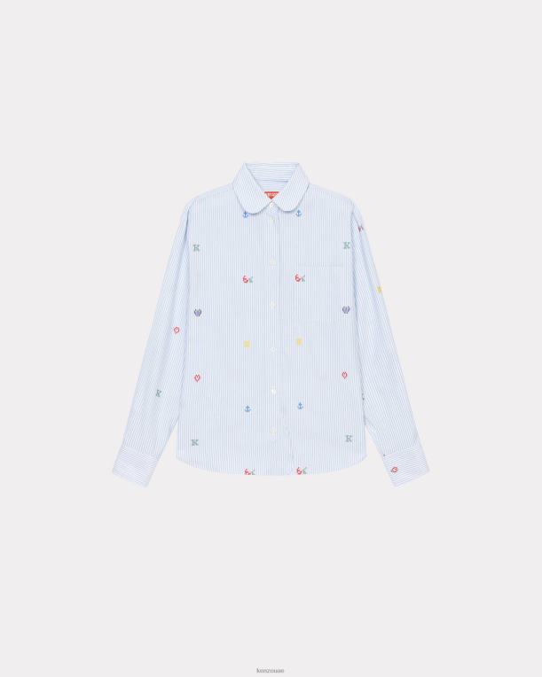 Kenzo نحيف قميص أكسفورد بقصة مستقيمة أزرق فاتح 84BVD685