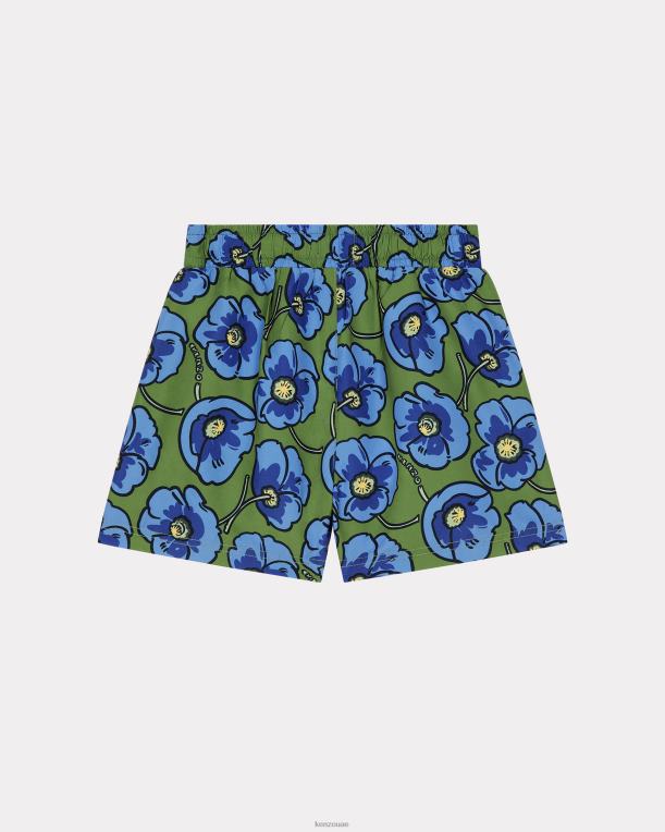 Kenzo أطفال شورت استحمام بطبعة الخشخاش للصيف عالي الكبسولة أخضر فاتح 84BVD740