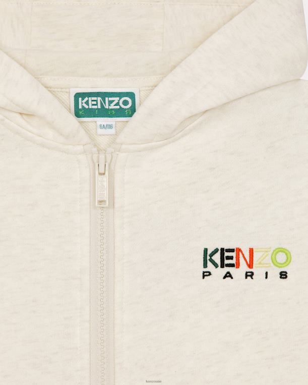 Kenzo أطفال هوديي بسحاب وشعار الماركة بيج فاتح 84BVD750