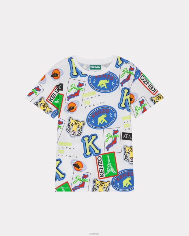 Kenzo أطفال تي شيرت الرحلة أبيض 84BVD764