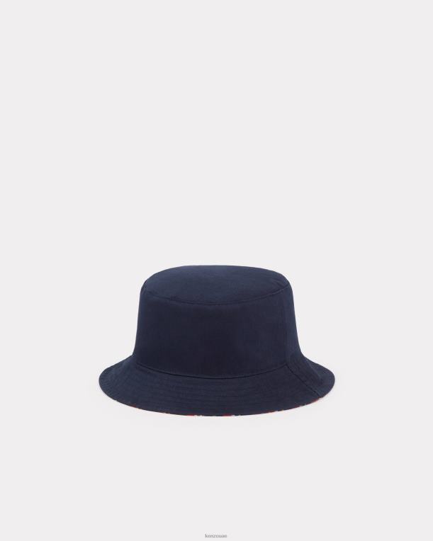 Kenzo للجنسين قبعة دلو ذات وجهين منتصف الليل الأزرق 84BVD830