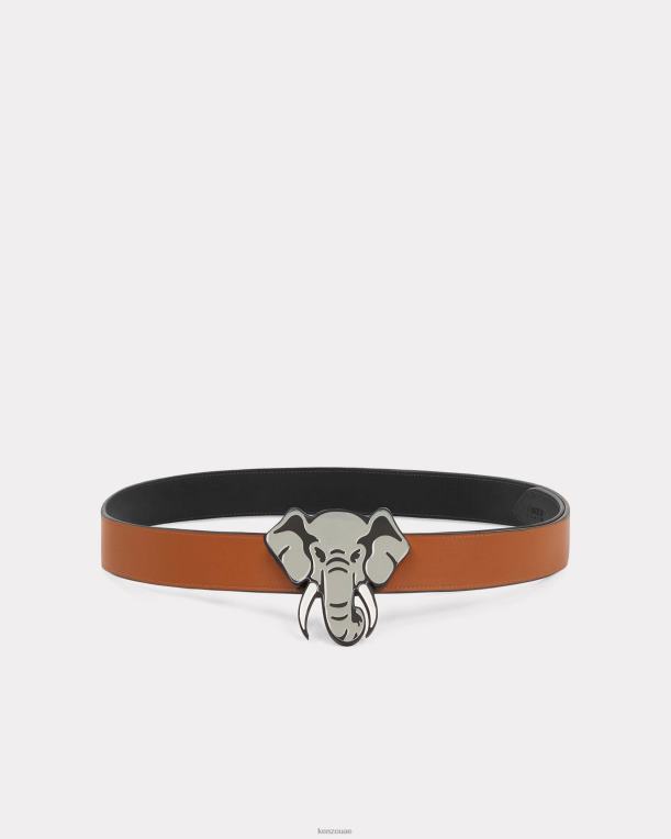 Kenzo للجنسين حزام جلدي عريض قابل للعكس أسود 84BVD864