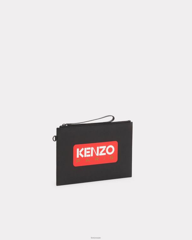 Kenzo للجنسين حقيبة يد باريس الجلدية الكبيرة أسود 84BVD881