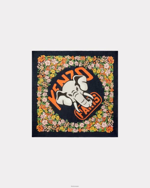 Kenzo للجنسين وشاح من الصوف مربع كبير للفيل منتصف الليل الأزرق 84BVD884