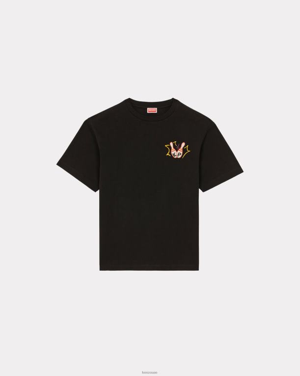 Kenzo رجال تيشيرت بولينج كبير الحجم أسود 84BVD90