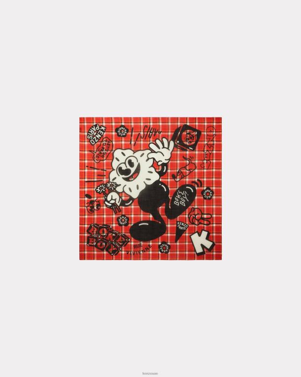 Kenzo للجنسين وشاح صوف بوكي كبير أحمر متوسط 84BVD915