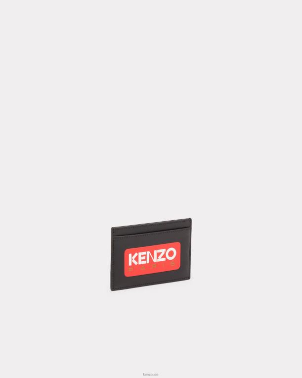 Kenzo للجنسين حامل البطاقة الجلدية باريس أسود 84BVD926