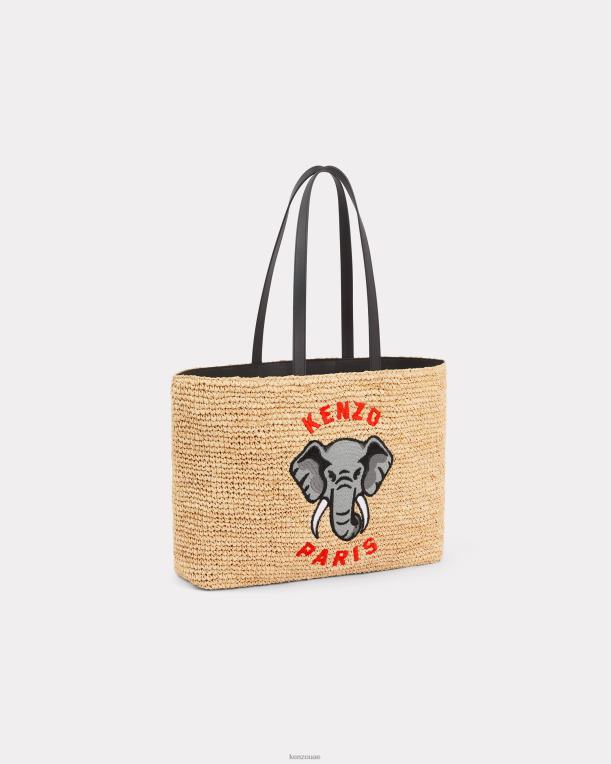 Kenzo نحيف حقيبة كبيرة من الرافية أسود 84BVD929